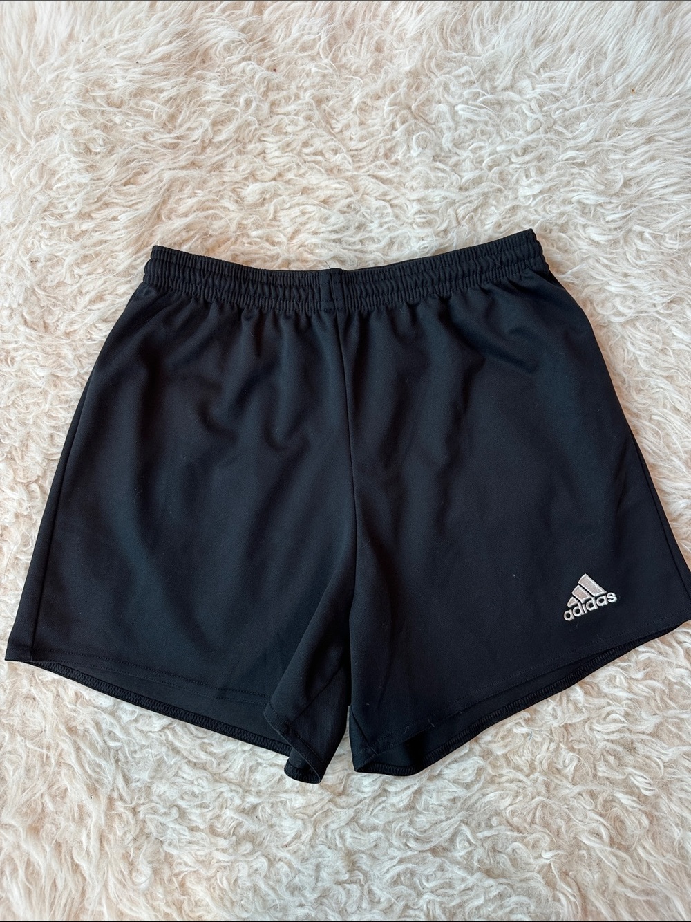 adidas Black Athletic Shorts with White Stripe Accents - Picture 2 of 6